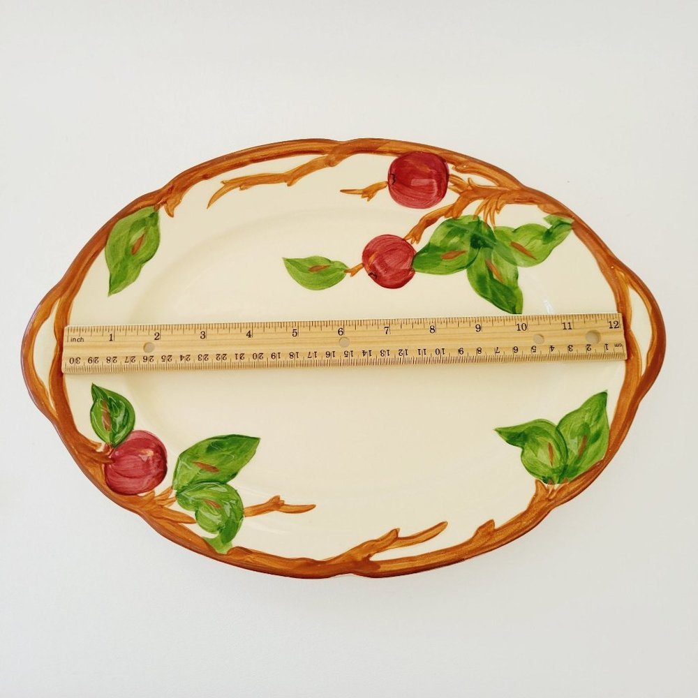 Vintage Franciscan Apple 14" Oval Platter, USA c.1953-58, Hand Painted Embossed - Picture 9 of 10